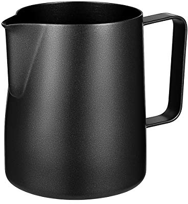 BESTOMZ Milchkännchen, Milk Pitcher Milchkanne aus Edelstahl, Milch Aufschäumen für Cappuccino und Latté (Black)