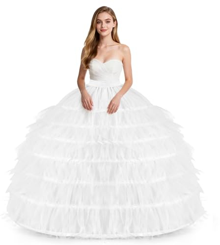 Ieuan Upgraded Enlarged Full White Ball Gown 7 Hoops Wedding Accessories Petticoat Underskirt Slips Quinceanera Gown for Wedding Dress
