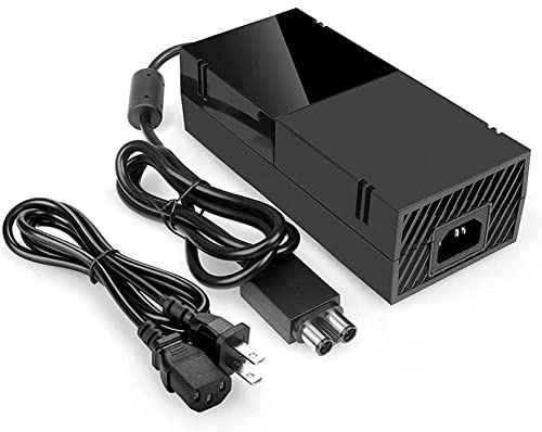 Xbox One Fuente de alimentación de ladrillo con cable de alimentación, bajo nivel de ruido, adaptador de CA para consola Xbox One, voltaje automático de 100 – 240 V, color negro