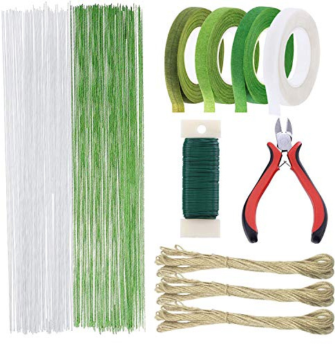 Allazone Blumengesteck Werkzeug Set, Floral Kreppband 2 Stil Blumenstamm Draht, Hanfseil und Blumendrahts chneider für Blumen DIY, Wohnkultur, Hochzeitsdekor