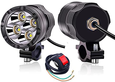 Biqing Phare Moto Feux Additionnels LED,40W Ronde LEDs Phares Avant Moto Anti Brouillard Projecteur Phares supplémentaires 12V 24V 3600LM avec interrupteur pour Truck Off Road 4X4 ATV 2Pcs
