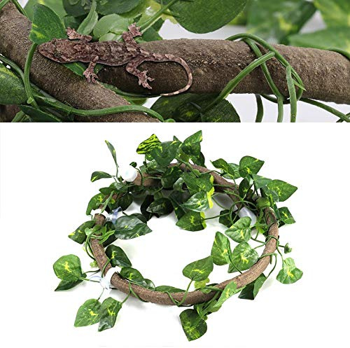 Hffheer Reptilien Reben Terrarium Eidechse Lebensraum Dekor Terrarium Kletterpflanzen Künstliche Pflanzen mit Saugnäpfen für Reptilien Tank Dekor Zubehör