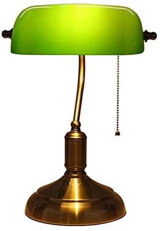 Lampe De Bureau des Banquiers Traditionnels, Lampe De Banquiers De Bureau Vintage, Lampe De Bureau en Verre Vert À La Main De Style Antiquaire pour Chambre D'étude (Aucune Ampoules Incluse)