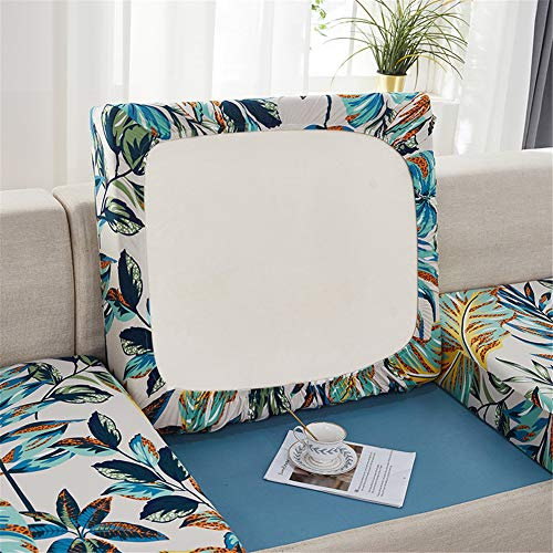 Sofa Sitzkissenbezug, Sofa Sitzbezug Stretch rutschfest, Elastischer Kissenbezüge Mit Gummiband, Husse Überzug Bezug Für Sofa Sitzkissen (Regenwald,2-Sitzer)