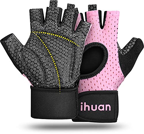 ihuan Atmungsaktive Fitness Handschuhe Herren Damen - Trainingshandschuhe, GymHandschuhe, Sporthandschuhe, Krafttraining, Bodybuilding, Kraftsport & Crossfit Training