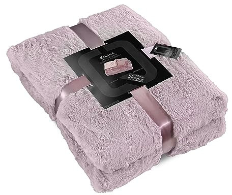 Quantum Interior Felldecke weiche Kuscheldecke Wendedecke in Felloptik Überwurf Sofa Fellimitat hochwertige Tagesdecke für Bett 150x200cm (Altrosa)
