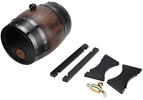 Buachois Barile di Brandy da 3 Litri, Contenitore per la conservazione del Secchio del barilotto di Vino Rosso in Legno di Quercia Vintage con Rubinetto per Whisky, Birra, Vino, Tequila, Rum