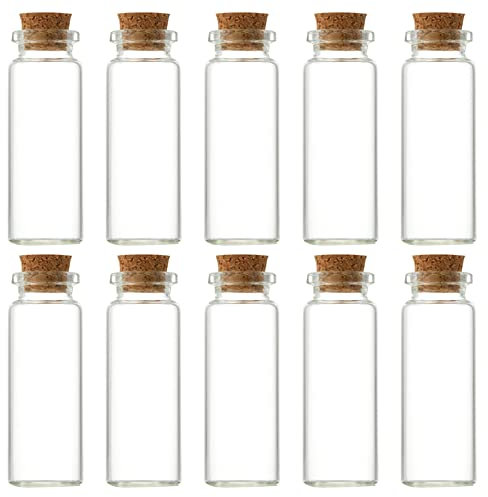 10 Mini Glass Bottles With Cork Lids - 10ML Empty Spell Jars, Tiny Wishing Bottles For Crafts, Decoration & Wedding Party
