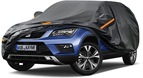 Kayme Autoabdeckung Wasserdicht Atmungsaktiv Passend für 2016-2024 Seat/Cupra Ateca, Vollgarage Autoplane für Regen Sonne Staub Schutz, Faltgarage Abdeckung Auto Abdeckplane(3-7 Tage liefern)