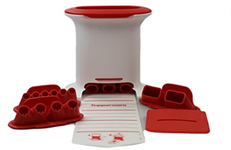 Tupperware Küchenhelfer Multipresse weiß rot + 4 Einsätze Gnocchi Teigpresse