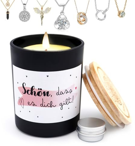 *Alster Herz* Schön dass es dich gibt, Sojawachs Duftkerze im Glas mit Spruch, Schmuckkerze, liebevolle Geschenkidee für Familile Freundin Freund (Schwarz)