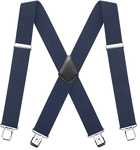 FATACH Hosenträger-Clips für Herren, strapazierfähige Hosenträger | Verstellbare elastische Hosenträger mit Metallclips, X-Back-Design, Hosenträger für Anzughosen – für Arbeit, Hochzeiten