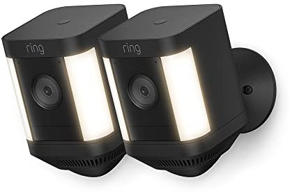 Ring Spotlight Cam Plus Wired | 1080p HD Video, Two-Way Talk, Colour Night Vision, LED Spotlights, Siren, Hardwired installation | 2 Cameras