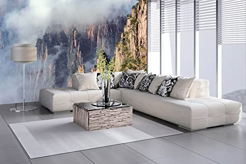 Vlies Fototapete WOLKEN ÜBER DEN GIPFELN 375 x 250 cm (inkl. Kleister) - Vlies Tapete, Wandtapete, Wandbilder - Tapete für Wohnzimmer Schlafzimmer, Büro, Küche - Montagefertig