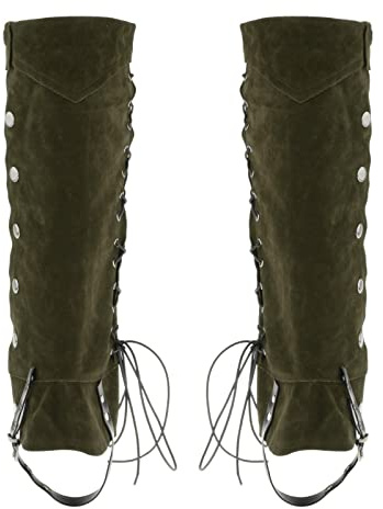 Harilla Piraten Stiefelstulpen Steampunk Kunstleder Kostümzubehör Piraten Stiefelstulpen Schuhüberzug Mittelalterliche Beinstulpen für Cosplay Halloween Party, GRÜN