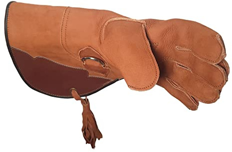 VlaMiTex J51 Gant de Fauconnier en Cuir Noir pour Faucon et Faucon de Proie (Teille S)