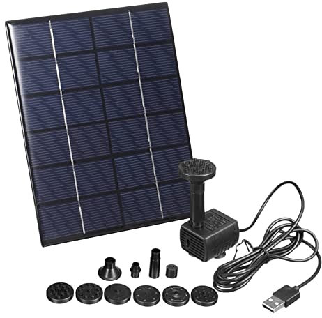 Fuente Solar Rianpesn 2W - Agua Flotante con 6 Boquillas, Fuente Energía Solar para Jardín, Estanques, Pecera, Exterior y Rianpesn