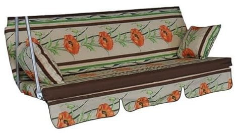 ANGERER Hollywoodschaukel Auflage Platte beige-braun-orange geblümt | passend für viele 3-Sitzer Hollywoodschaukeln, Schaukelauflage mit Reißverschluss, abziehbar & waschbar, Made in Germany