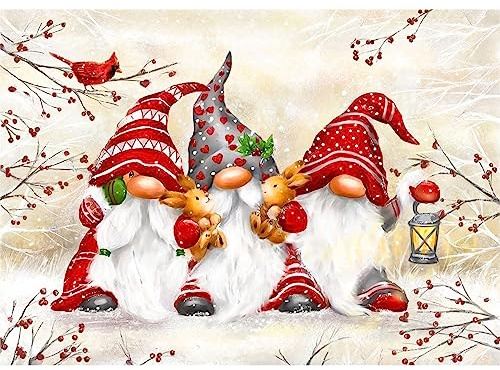 QENSPE 5D Diamond Painting Weihnachtsmann Gnome Diamond Art Erwachsene, Diamant Painting Wichtel Bilder, DIY Full Diamant Kunst Malerei Stickerei Set Kreuzstich Bilder Home Wand Dekor 40x30cm