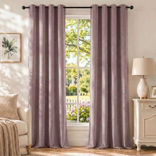 Ystyle Cortinas Terciopelo Salon 2 Piezas, 140×145cm, Rosa