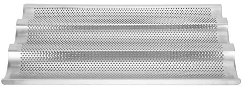 Plaque à Baguette 15,2 X 9,8 Pouces 3 Pains Ondulés Moule de Cuisson Antiadhésif Longue Baguette Pain Plateau de Boulangerie Perforé Toast Boulangers Moulage