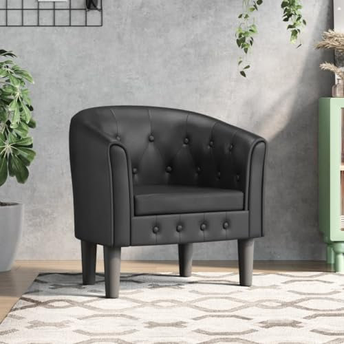 Camerina Clubsessel Schwarz Kunstleder Cocktailsessel Loungesessel Schlafzimmerstuhl