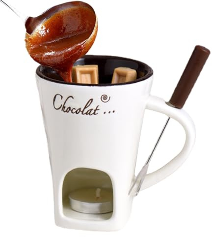 130 Ml Schokoladenfondue - Schokofondue Set - Schokoladenfondue Becher - Keramik Schokoladenfondue Becher - Schokolade Käse Fondue Becher Mit Kerze - Süßer Schokoladen Fondue Becher Mit Fondue