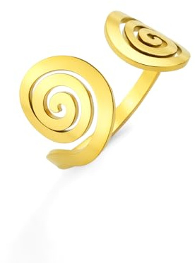 Dreamtimes Spirale Wirbel Geometrische Ringe für Frauen Geflochtene Wrap Style Edelstahl Übertrieben Einstellbare Daumen öffnen Ring Geschenk Kleine Spirale Ring Runde Wirbel Studs Ringe