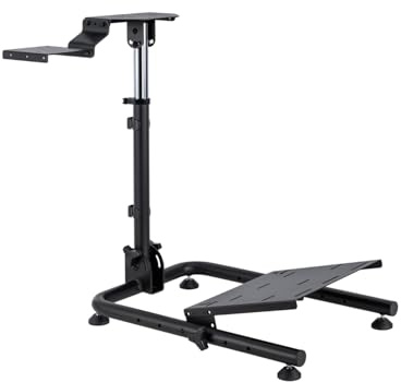 Ranqer Racing Wheel Stand - for Logitech and Thrustmaster - Height and Angle Adjustable - Compatible with Most Steering Wheels, Pedals and Gear Stick - Made of Steel - Black