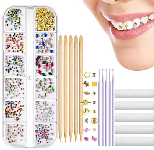 Zahnschmuck, Edelsteine, Kristalle, künstliche Kristalle, reflektierende Zähne, 12 Stile und Farben, für Dekorationen