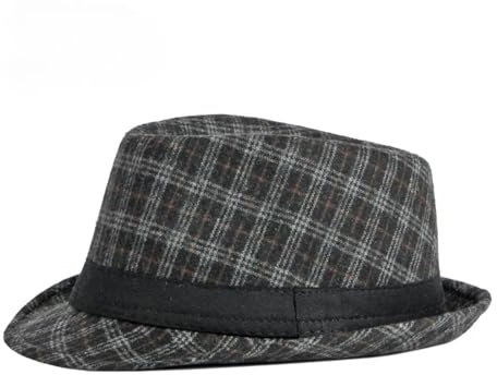 FULUJIDI Fedora Trilby Filzhut Hut Jazz Hat In Und Männer Kulturelle Darbietungen Verdickte Joker Check Top Hat Frauen Schwarz