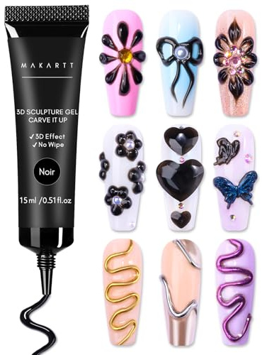 Makartt 3D Gel Nail Art 15g Schwarz Multifunktionell No Wipe Sculpting