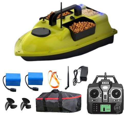 SINJEE RC Fishing Bait Boat with GPS & 4 Waypoints, 546 Yards Control, 4.4lbs Triple Hopper, Dual Motor & Battery, Auto Return,Bait Dropping RC Boat for Carp, Ideal for Fishing Enthusiasts