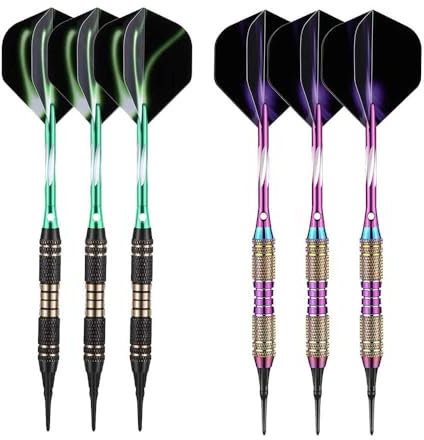 Yirinatek Präzisions Dartpfeile mit Aufbewahrungsbox, 6 Hochwertige Dartpfeile mit Kunststoffspitze, Robuste Dart Pfeile Softdarts für Elektronische Dartscheiben, Dart Zubehör