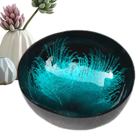 Cuenco de coco – Ensaladera, ensaladera brillante, decoración de cuenco de coco | Cuenco para frutas, cuenco de coco artesanal, ensaladera rústica, cuencos Acai para casa y oficina, 5,91 x 5,91