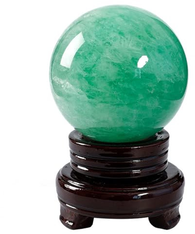 NHDVDVAV Crystal Decor Natürliche grüne Fluorit-Kristallkugel mit Ständer, polierte Wahrsagekugel, dekorative Kugel, Heilstein, Fotografie, Quarzkristallkugel,12cm/4.7in