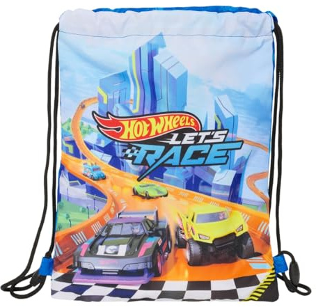 HOT WHEELS LET'S RACE - Sac à dos plat junior, idéal pour enfants de différents âges, confortable et polyvalent, qualité et résistance, 26 x 34 cm, Bleu/noir, M, Décontracté