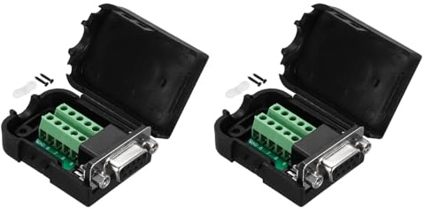 sourcing map DB9 Breakout Connector, RS232 Serial Adapter Solderless Module Board with case 9 Pin 2 Row Female Port Solderless Terminal Block Adapter Pack of 2 with Nuts