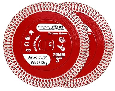 Casaverde 2 dischi diamantati da 76 mm, lama super sottile in porcellana per taglio su porcellana, piastrelle, pietre, marmo e ceramica