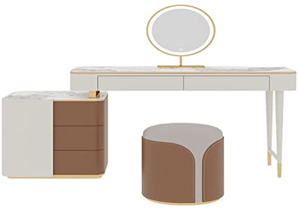 Tavolo Trucco Set da scrivania moderno for trucco da toeletta Trucco retrattile con specchio e cassetti spaziosi, set da toeletta for camera da letto for ragazze e donne Toilette con specchio(Grande)