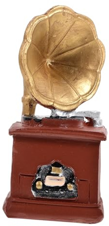 Sosoport Modèle Réduit De Phonographe Vintage Miniature en Résine, Taille Moyenne, Décoration pour Maison De Poupée, Accessoire De Mobilier Miniature Classique