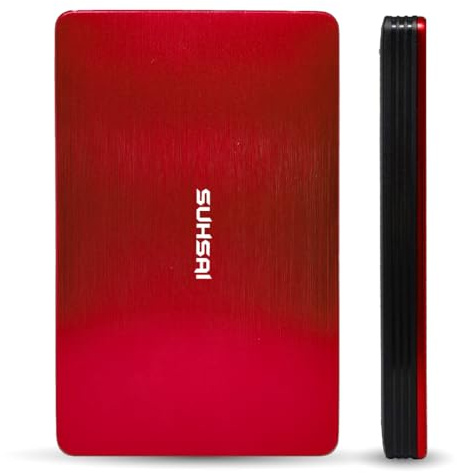 SUHSAI Externe Festplatte 1 TB USB 3.0 Tragbare Gaming-Festplatte für Datensicherung und Speicher, Laptop, PC, Mac, Desktop, Spielkonsole, 3,5 Zoll HDD, Rot