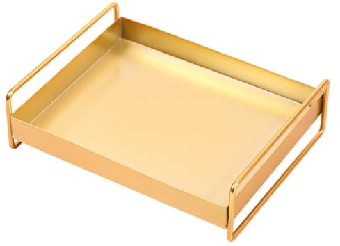 Healeved Plateau de Rangement en Métal Doré Multifonctionnel Grand Format pour Bijoux et Cosmétiques, Étanche et Antirouille, Rangement pour Salle de Bain et Table à Maquillage