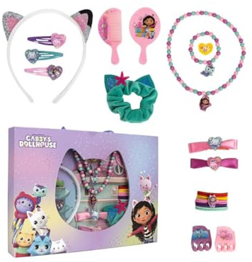 My sweety pop Gabby's Dollhouse Set of 24 Girls' Accessories Headband | Necklace Bracelet Brush Clips & Elastics Pink and Purple