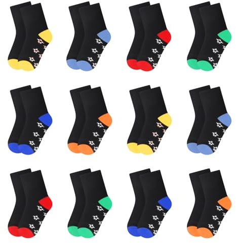 L&K-II 10/12 pares de calcetines para niños y niñas, calcetines deportivos, calcetines de invierno, algodón, calcetines para zapatillas de deporte multicolores, calcetines de algodón para bebé niño