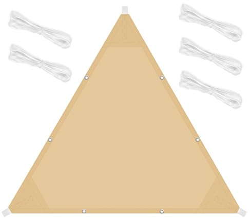 COOL AREA Tenda a Vela con Bordi Dritti Triangolare 2.5x2.5x2.5m, Sabbia | Vela Ombreggiante Impermeabile,Protezione Raggi UV,Tenda da Sole per Esterno Terrazze Giardino