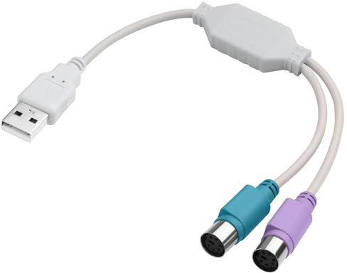 ELFJMZP Cable convertidor USB a PS2, adaptador 2 en 1 USB A a PS/2 para teclado y ratón, Plug and Play, compatible con PC industrial, placa base antigua, conmutador KVM, no requiere controlador