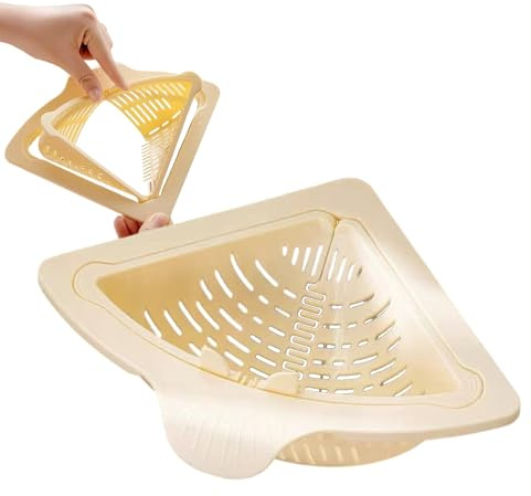 Magnetic Drainage & Filter Basket, Draining and Storage Sink Corner Basket, Punch Free Triangular Sink Strainer, Practical Storage Rack Suitable for Kitchen Food Waste Collectors 17.5x17.5cm