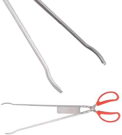 Healifty Stainless Steel Tong Crab Tong Lightweight Metal Multi-Function Sturdy Silver and Red Outdoor Accessory for Catching Lobsters