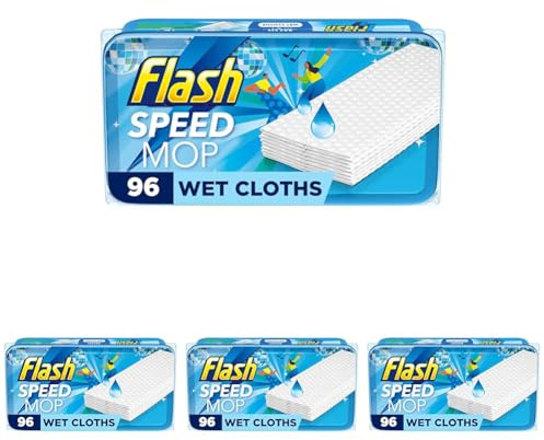 Flash Speedmop Floor Cleaner Antibac Wipes With Lemon Scent, 4x24, For A Fast & Easy Clean (Pack of 4)